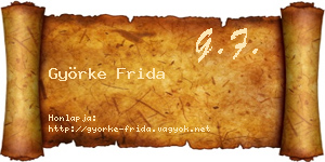 Györke Frida névjegykártya
